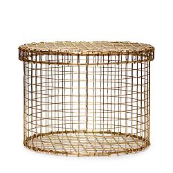 Корзина золотая органайзер из металла с крышкой М 22х22х17см