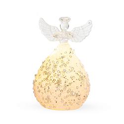 Ангел стеклянный с LED подсветкой розовый 8х12см