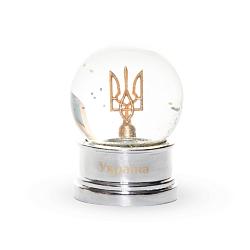 Снежный шар с подсветкой 65мм Тризуб серебро