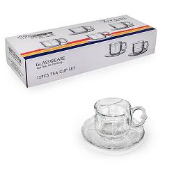 Набір чашка із блюдцем Glass Tea Set прозорий 6шт 150мл
