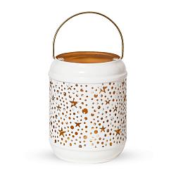 Подсвечник-фонарь метал белый емаль 11х9х13см