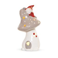 Декоративний LED нічник Гномик на грибочку білий 15,7х8,6 см