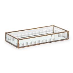 Поднос стеклянный с зеркальным дном античное золотом стекло латунь 20х10х3см