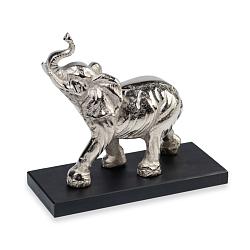 Фигурка алюминий Слон на деревянной подставке S, 18,5х9,5х18,5 см