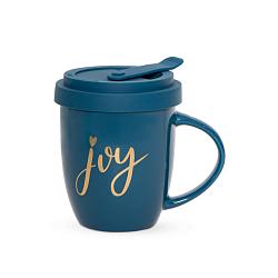 Чашка синя з силіконовою кришкою Joy 400мл