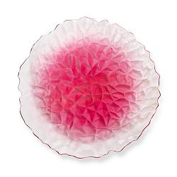  Тарілка скло Вінтаж темно рожева 28см