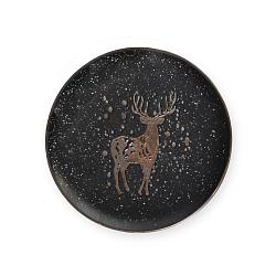 Тарелка десертная керамика Олень черная 20см