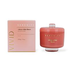 Свеча в стеклянном подсвечнике Vivid Свежий цитрус розовый 230г